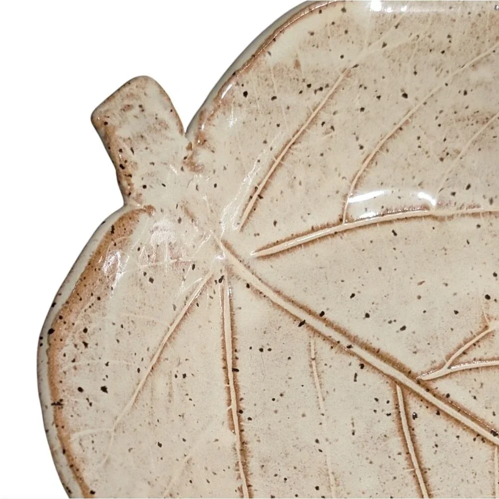 Thomas Pottery Seagrove, NC leaf serving dish ceramic stamped handmade glaze